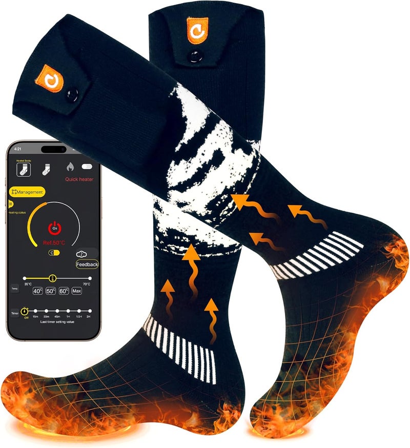 GIOIGOO Rechargeable Heated Socks for Men Women 6000mAh APP Control for Winter Outdoor Working Hiking Skating Camping Hunting - Image 1